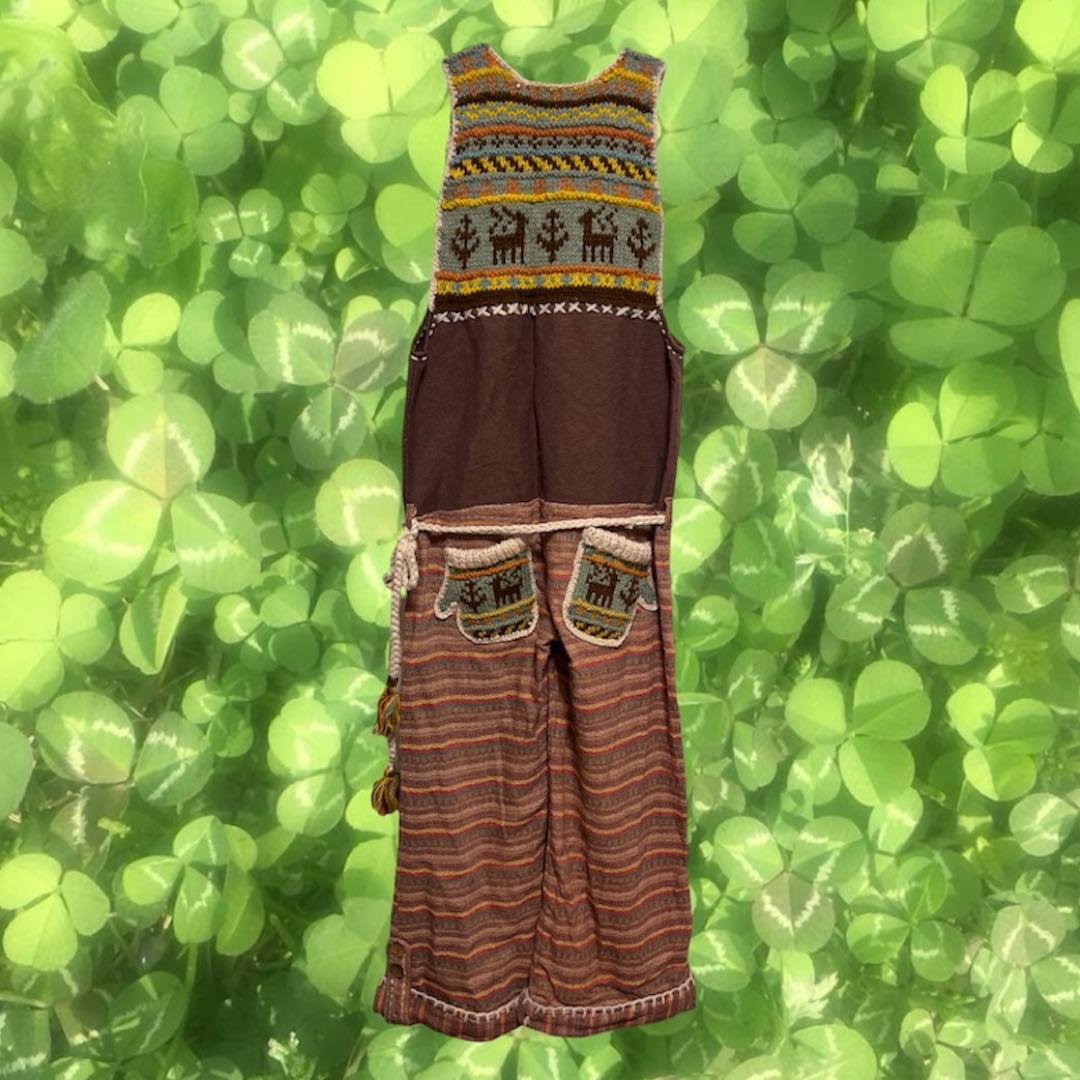 hammock 森ガール ヒッピー エスニック ブラウン刺繍サロペット