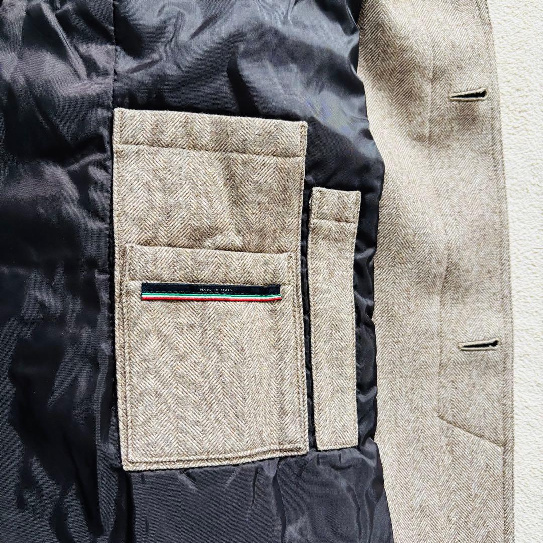 ヘルノ ステンカラーコート アウター ウール混 ヘリンボーン ベーシュ 44 M