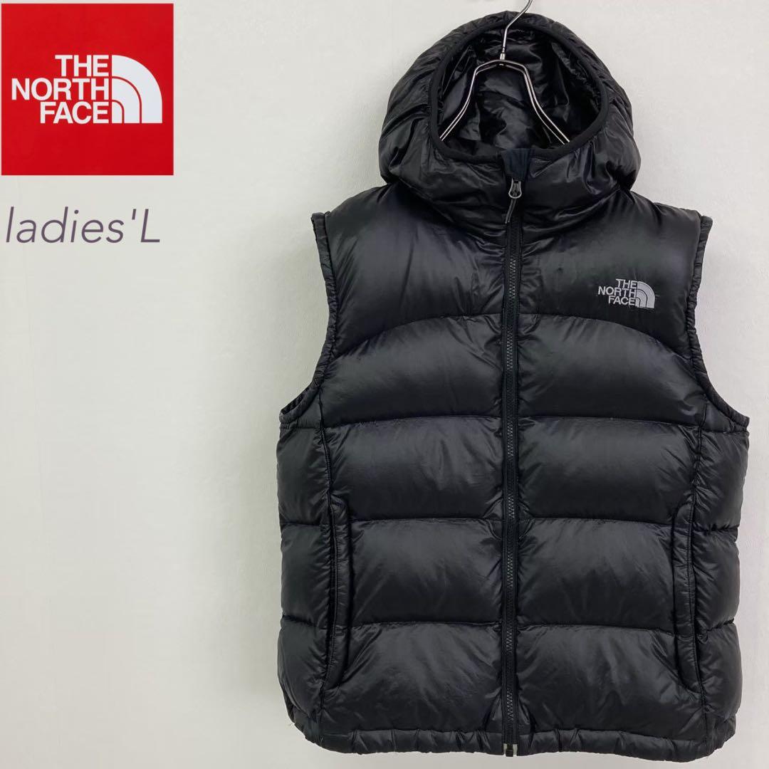 ノースフェイス フードダウンベスト ブラック レディースL