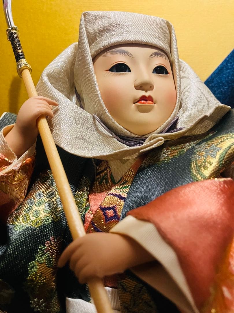 五月人形 伝統的な武士の衣装　橋弁慶 清宝作　日本人形 　ガラスケース付き