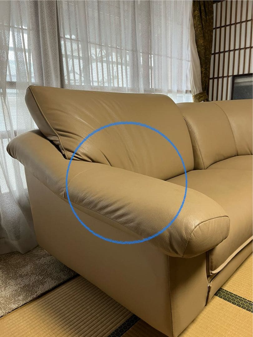 ベージュ コーナーソファ 3分割の左１点のみ