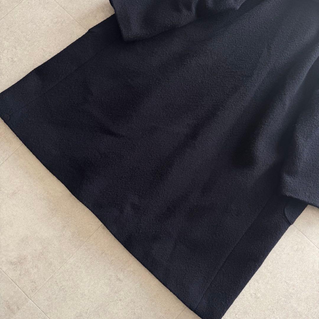 コムデギャルソン　AD1997　ロングコート　紺色　ビッグカラー　ファー