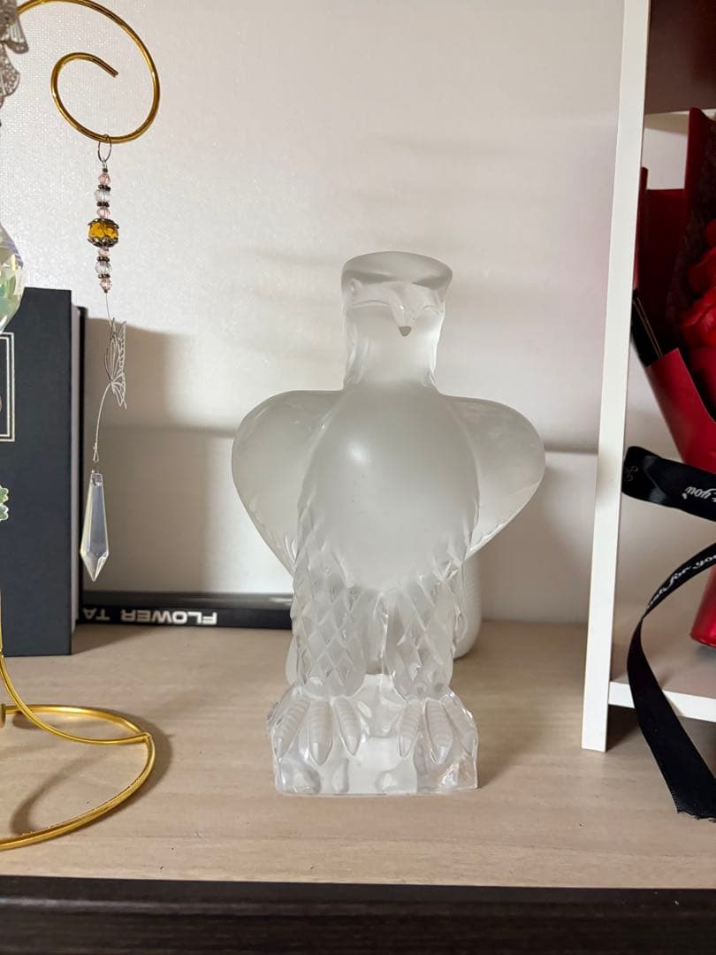 クリスタルガラス 鷲の彫刻 置物 約25cm