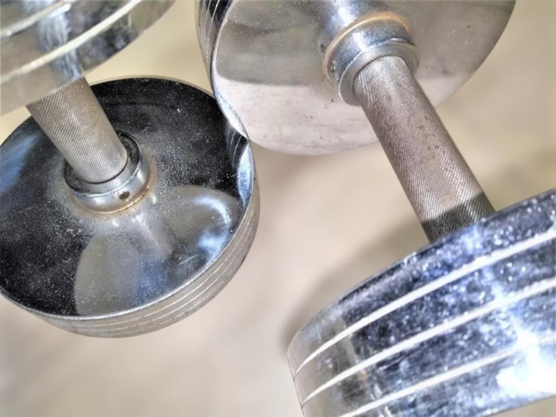 [手渡し限定]　重量固定式　クローム・ダンベル 20kg(ペア) 　中古品