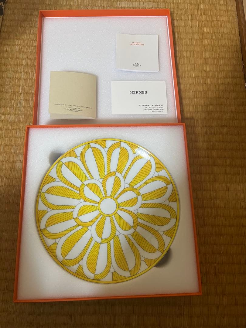 新品未使用 エルメス 食器 ソレイユ デザートプレート 2枚セット 付属品完備