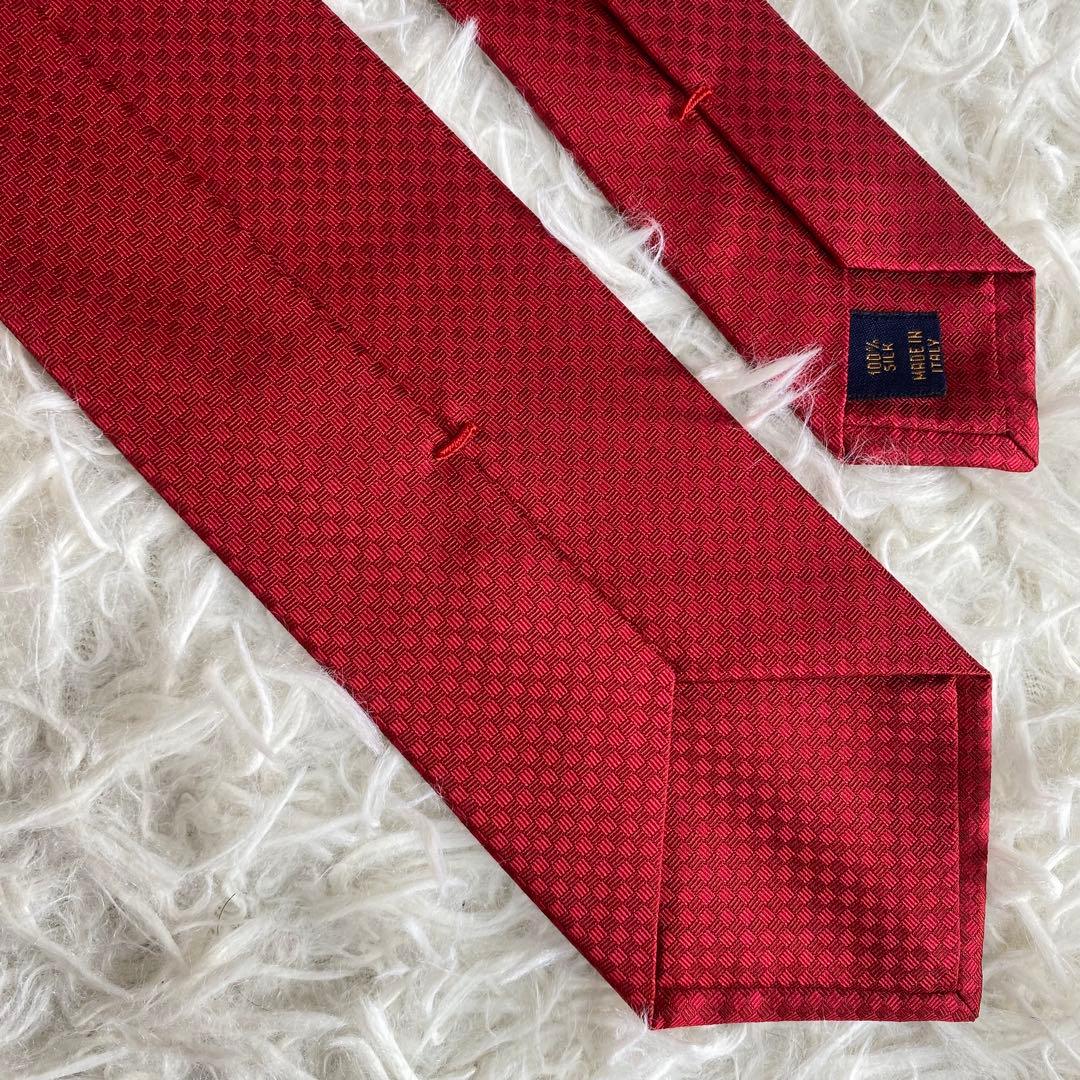 【超極美品/現行青タグ】ルイヴィトン　マイクロダミエ　ネクタイ　箱付き　レッド