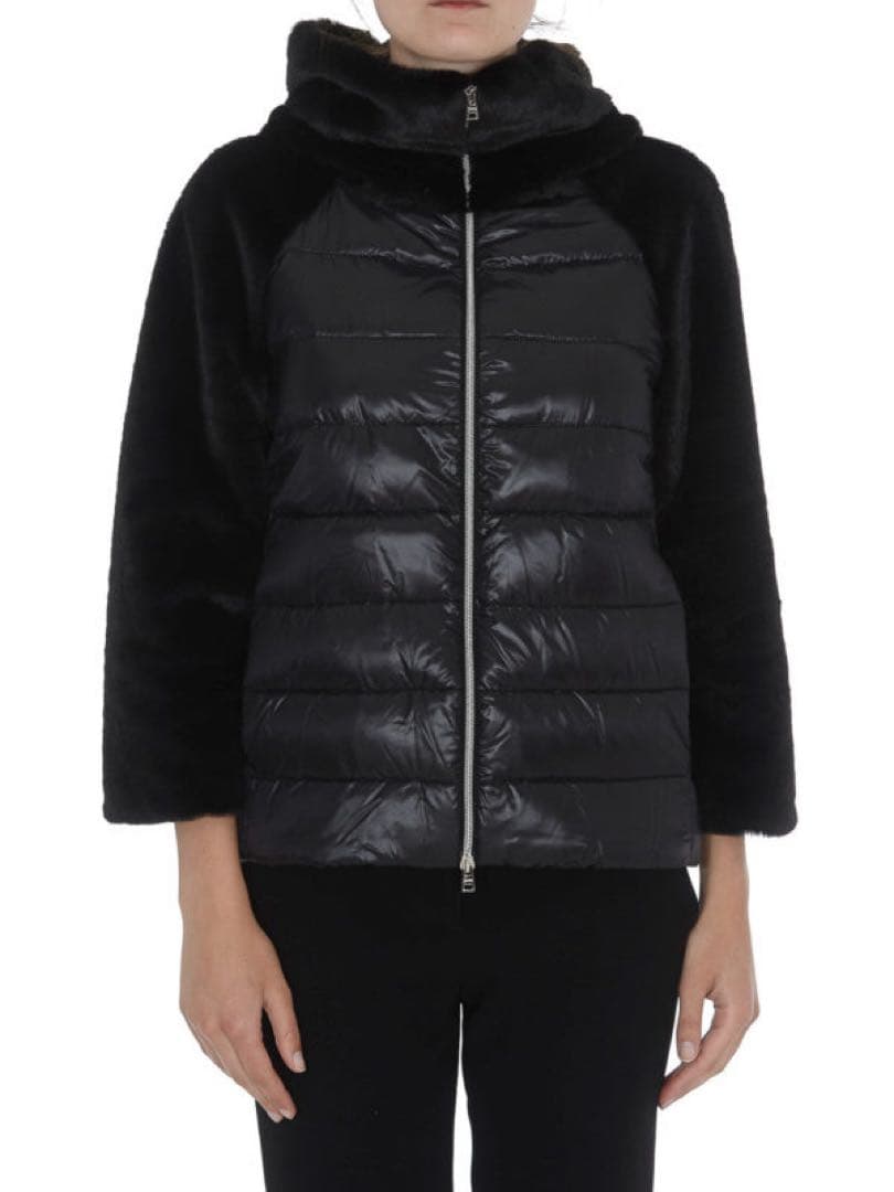 美品★HERNO｜Resort 稀少 エコファーショートダウン ブラック 40