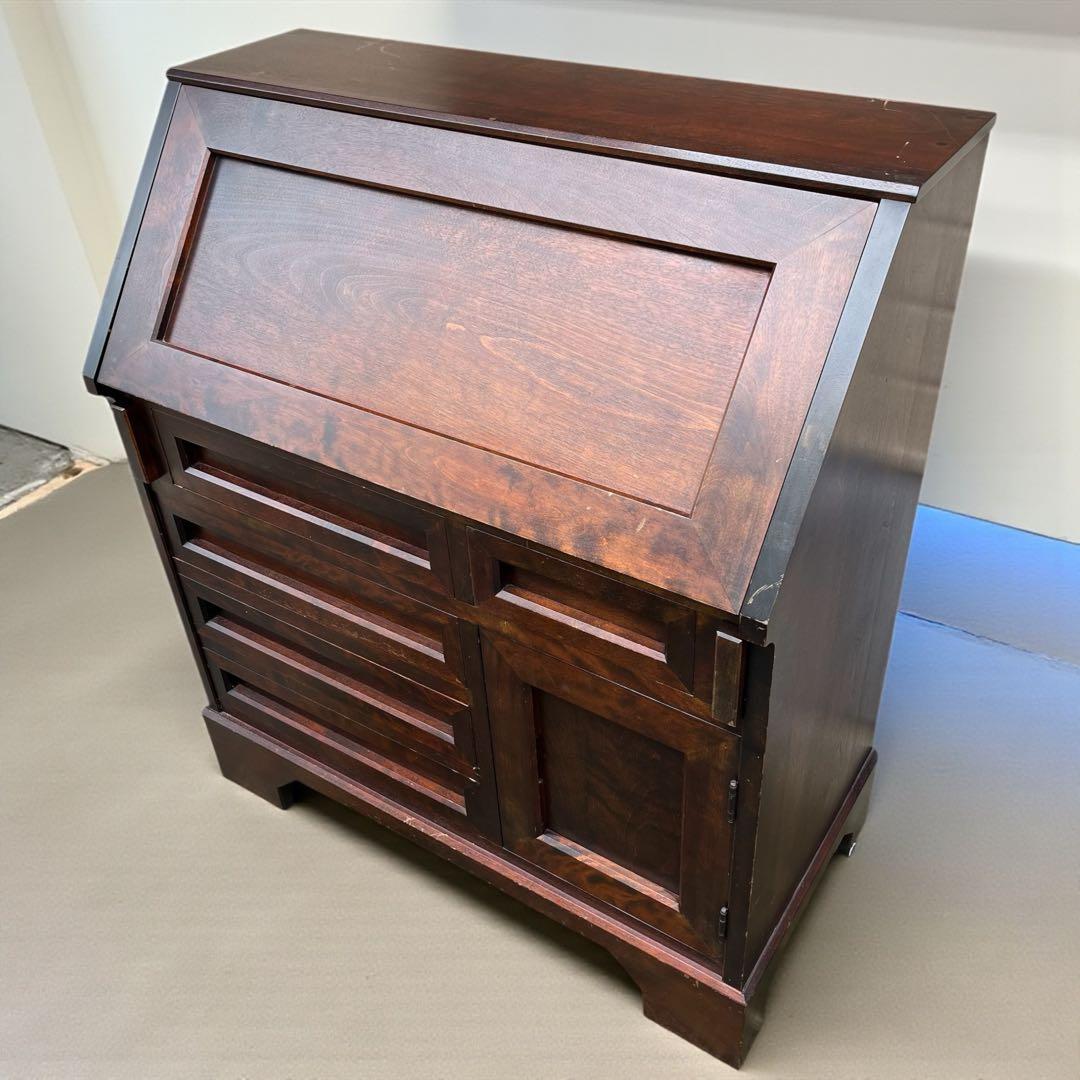 ●北海道民芸家具 ライティングビューロ 書斎 机 収納 和モダン 和家具 樺材