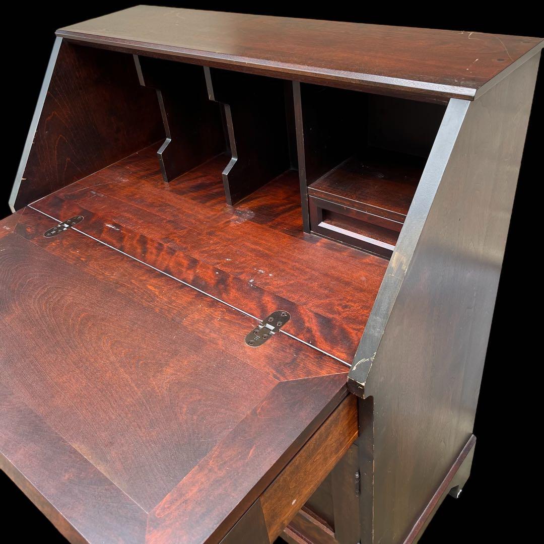 ●北海道民芸家具 ライティングビューロ 書斎 机 収納 和モダン 和家具 樺材