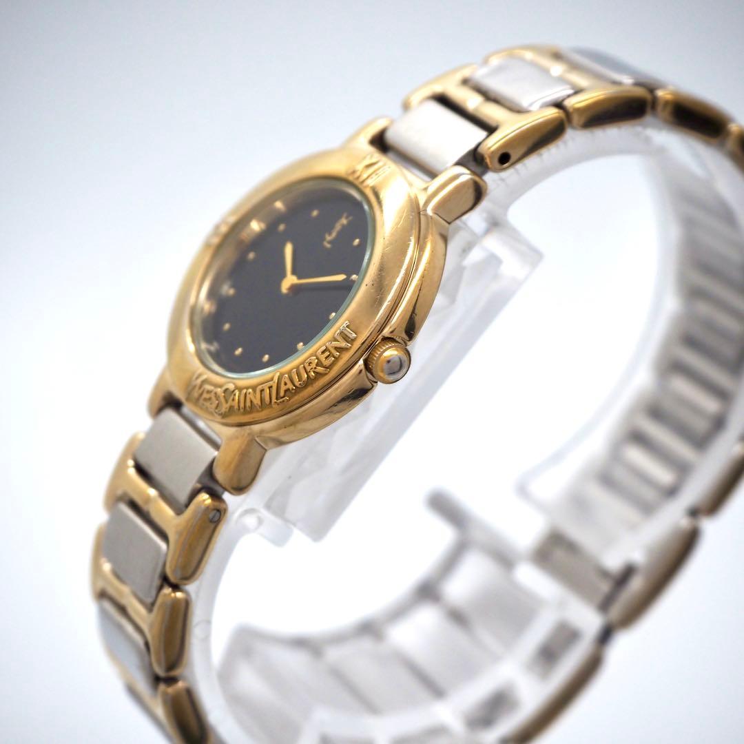 382 YvesSaintLaurent レディース 時計 ブラック ゴールド
