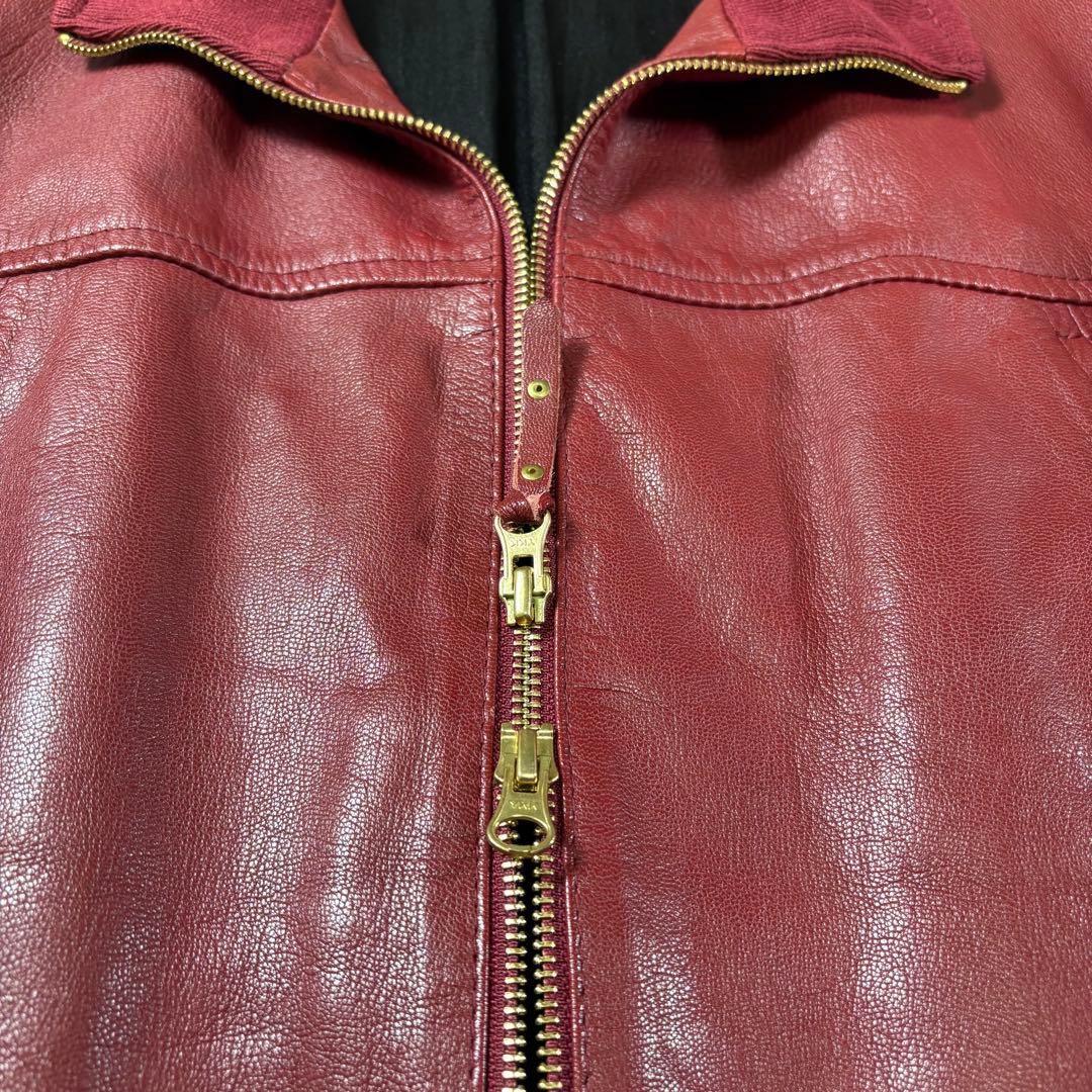 本革 TABLOID NEWS 山羊革 ゴートレザー シングルライダース 赤