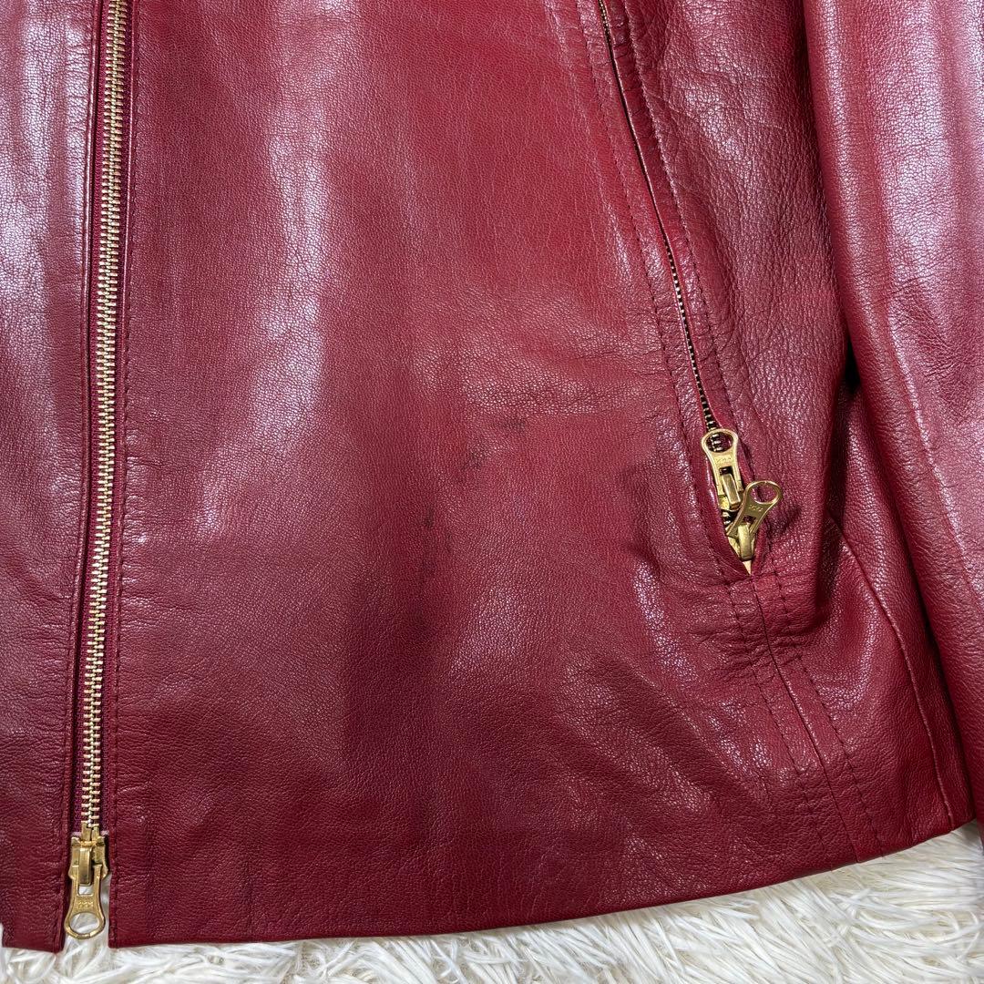 本革 TABLOID NEWS 山羊革 ゴートレザー シングルライダース 赤