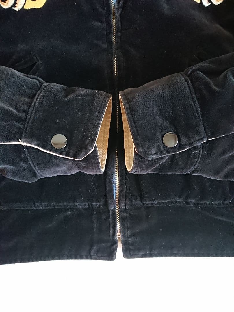 【希少】東洋テーラー 別珍 襟付 スカジャン M 黒 龍 鷹 刺繍 リバーシブル