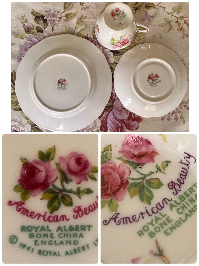 【レア美品】ロイヤルアルバート★アメリカンビューティー★トリオ