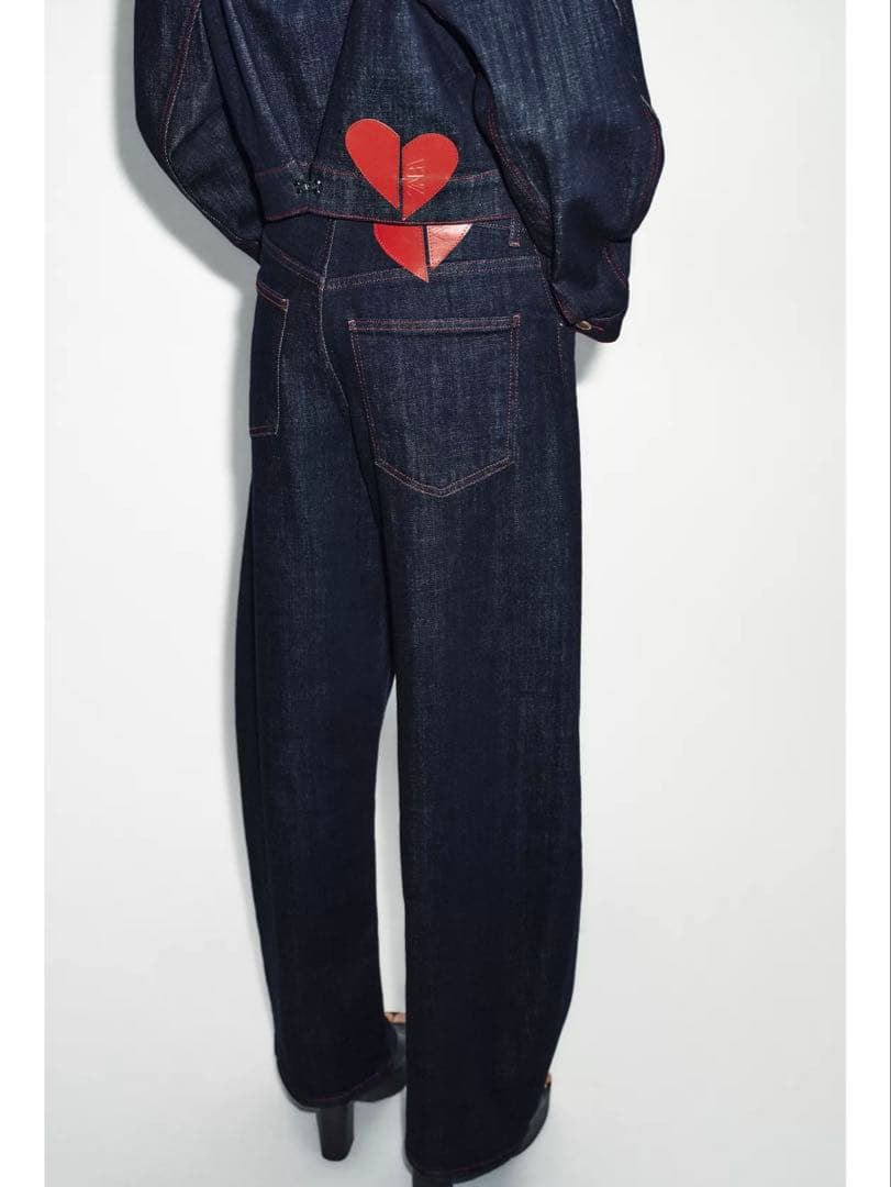 ZARA ハイウエストバレルフィットデニムパンツ