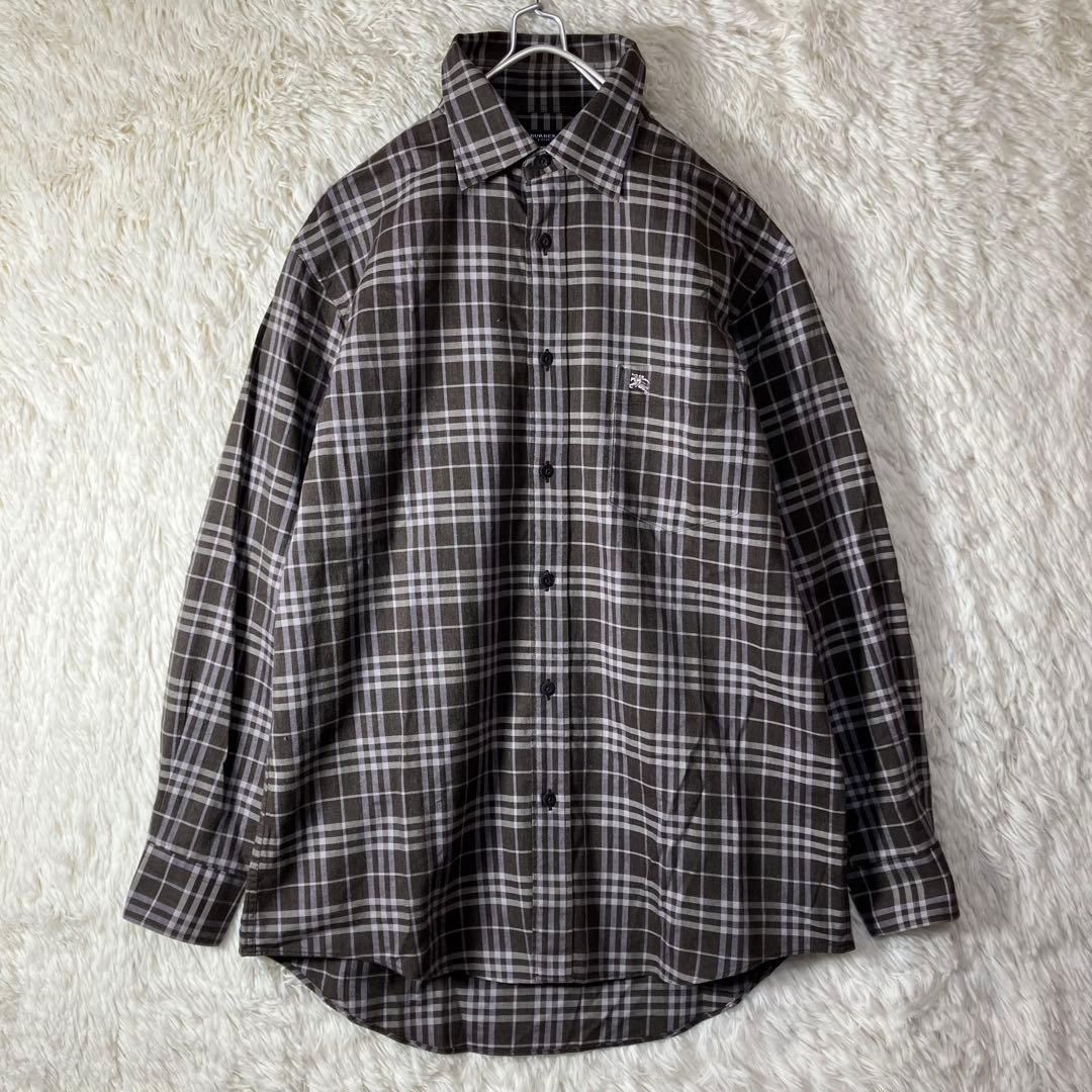 美品 バーバリーロンドン ノバチェックシャツ 刺繍 ホースロゴ LL XL