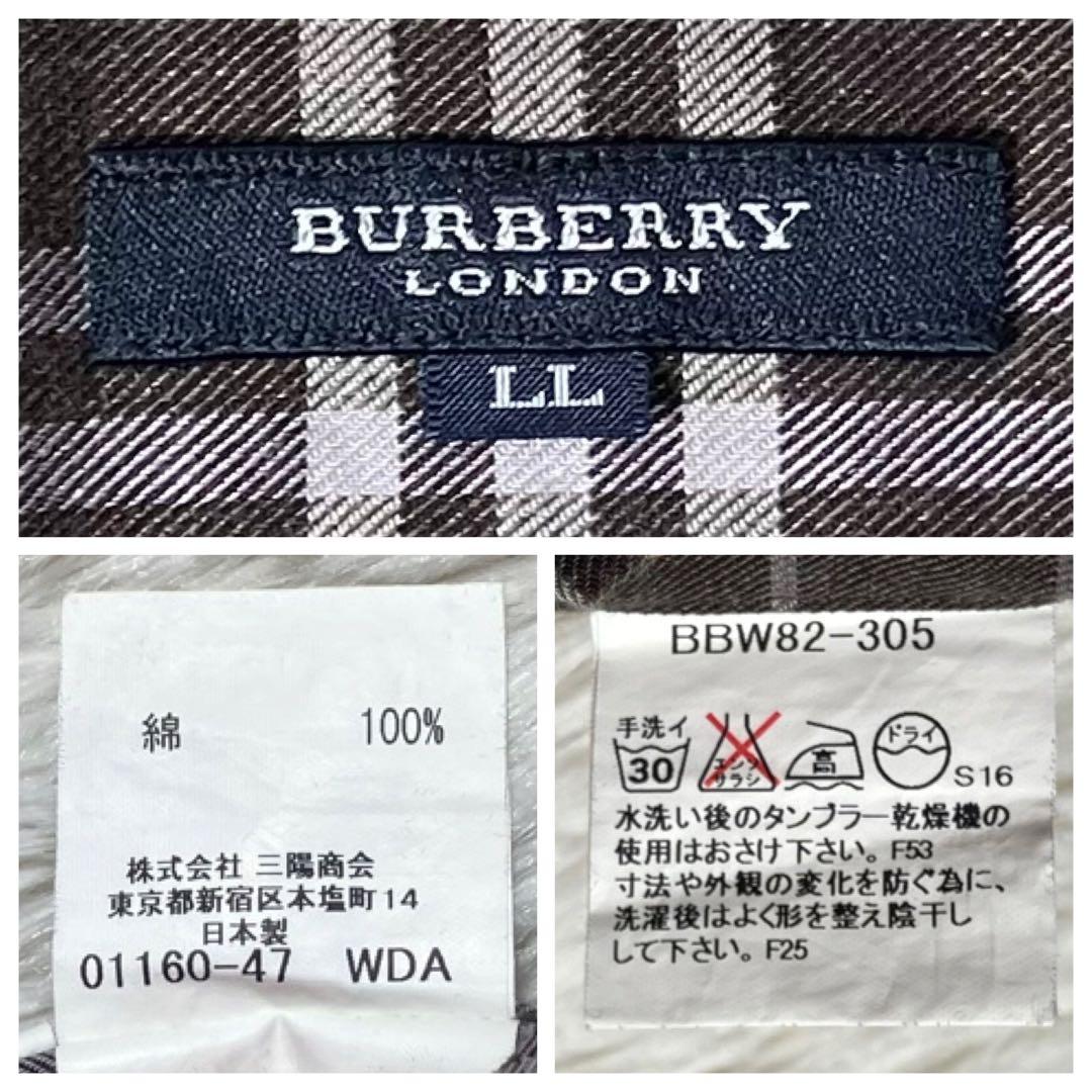 美品 バーバリーロンドン ノバチェックシャツ 刺繍 ホースロゴ LL XL