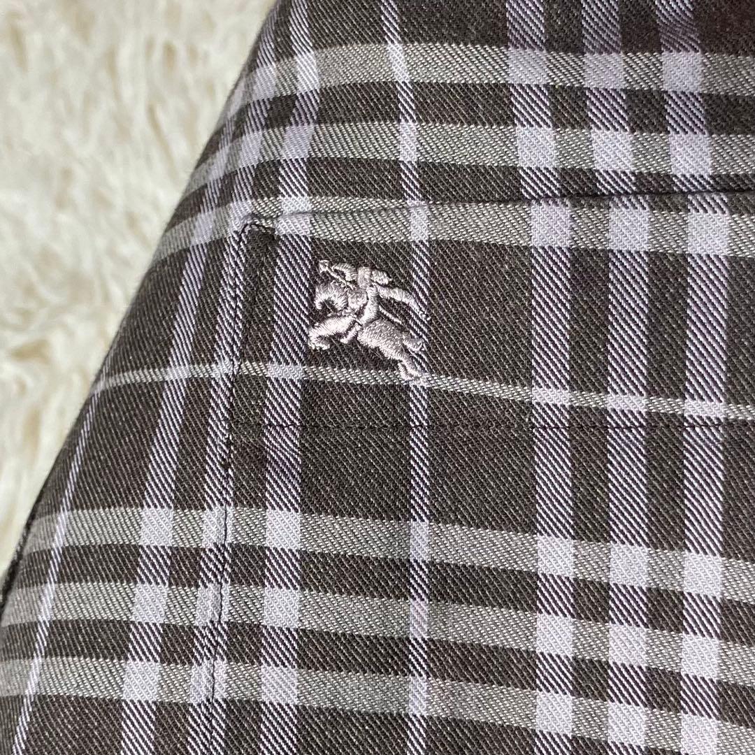 美品 バーバリーロンドン ノバチェックシャツ 刺繍 ホースロゴ LL XL