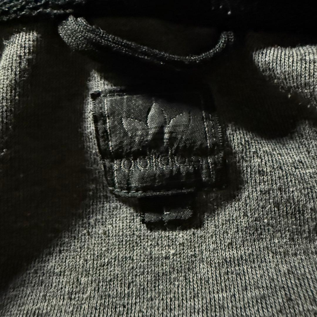 01年製adidasジップアップパーカートラックジャケット短丈スポーツMIX黒