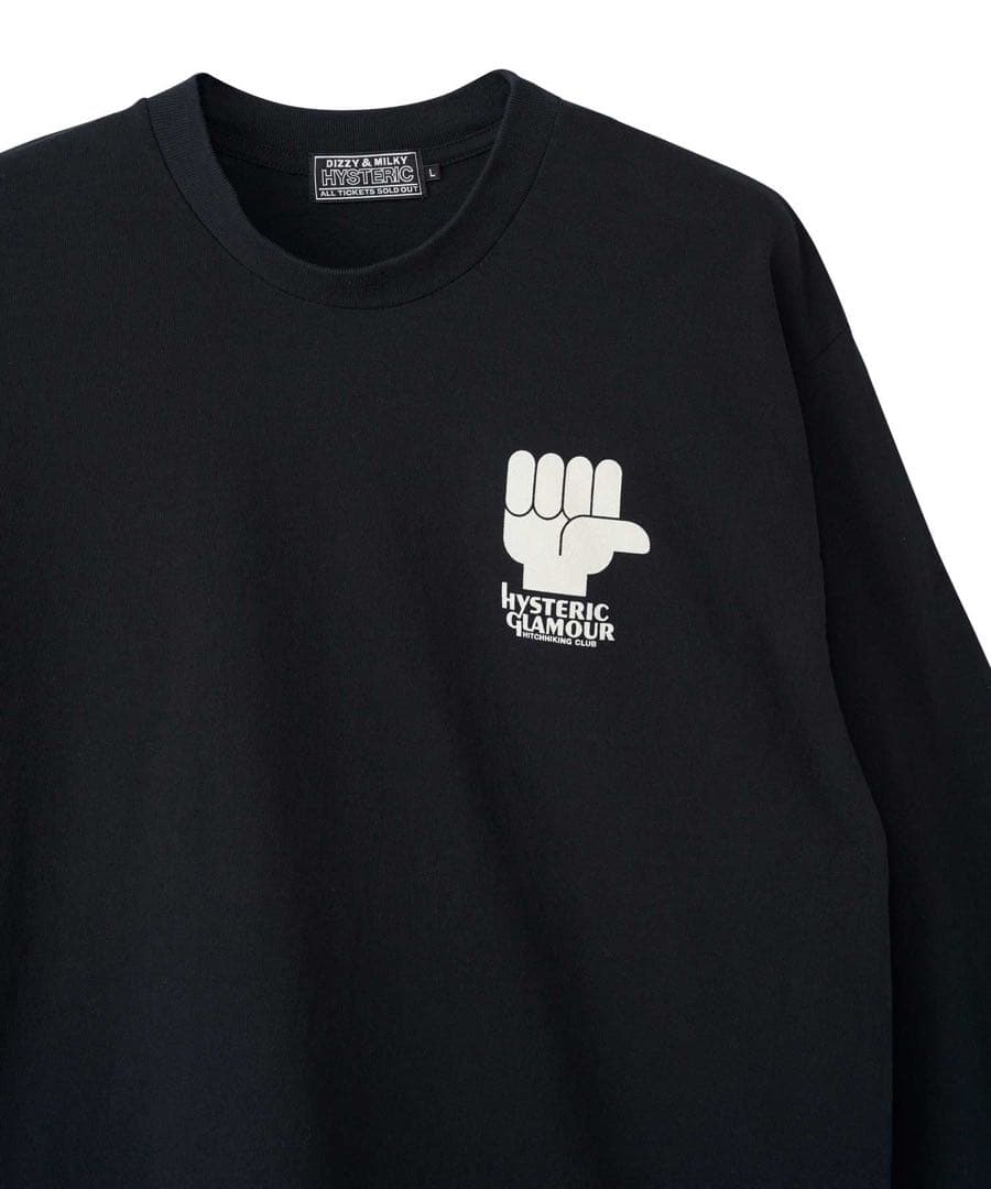大人気！HYS 長袖Tシャツ【HYS HITCHHIKING CLUB】 黒M