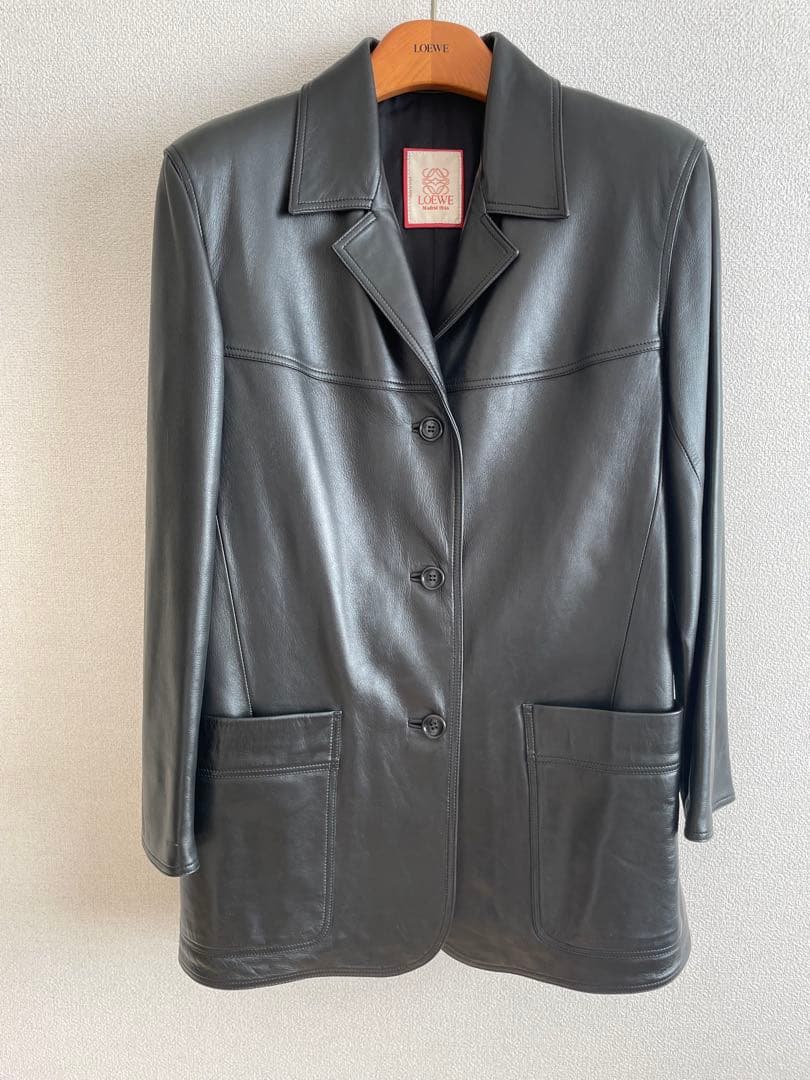 【未使用】LOEWE ショートコート　黒　ラムレザー　サイズ40