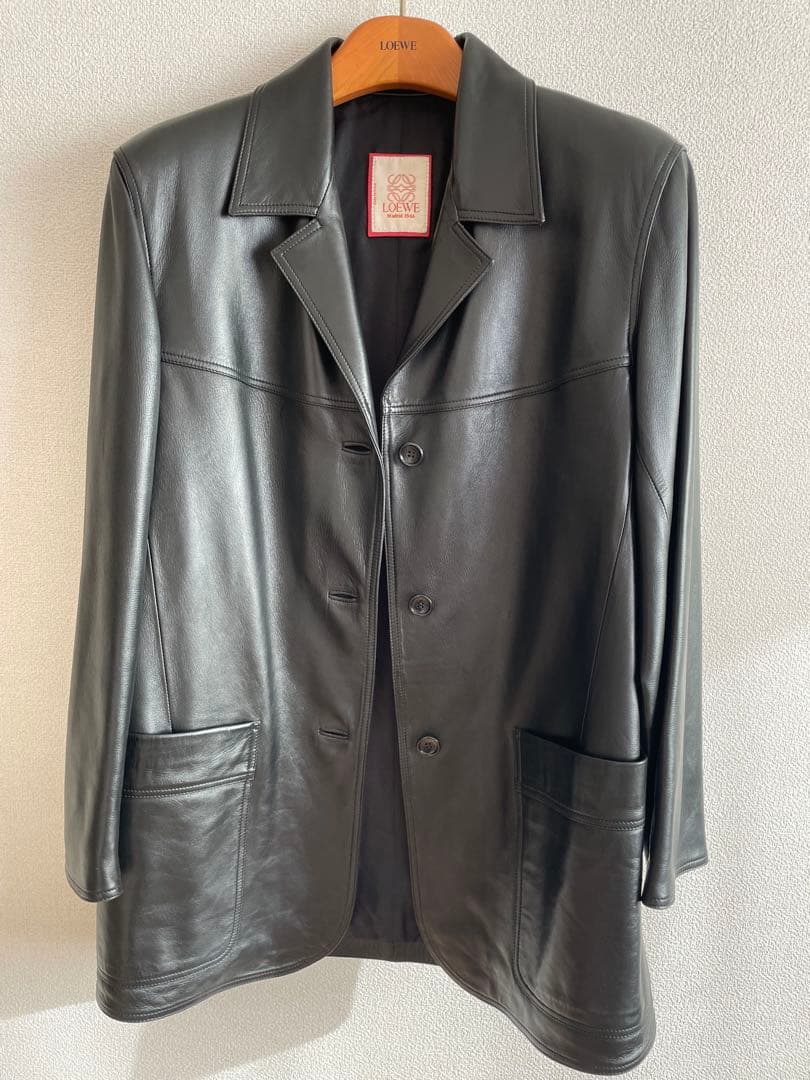 【未使用】LOEWE ショートコート　黒　ラムレザー　サイズ40