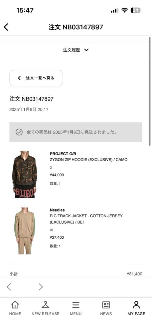project gr ジップパーカー　nubian