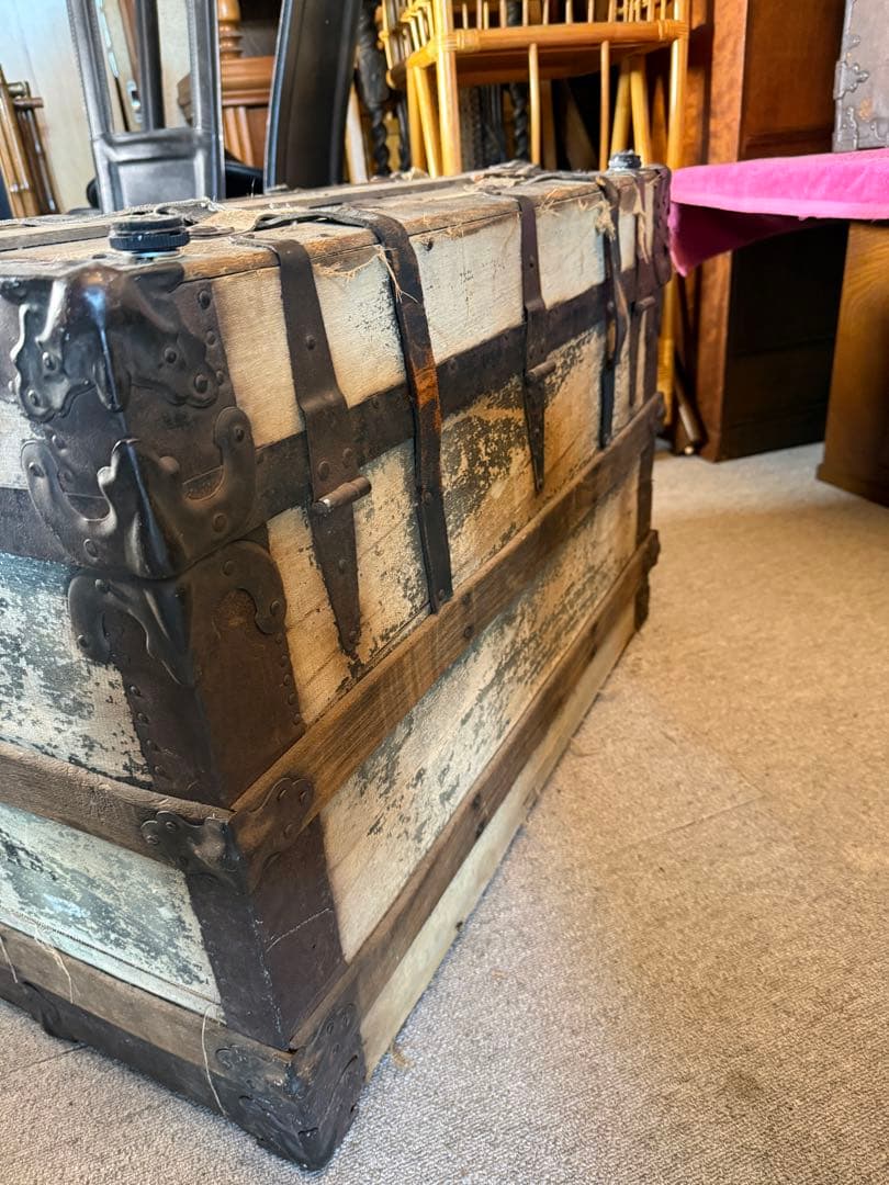 1880s EAGLE LOCK CO 米国製船旅トランク 希少140年物