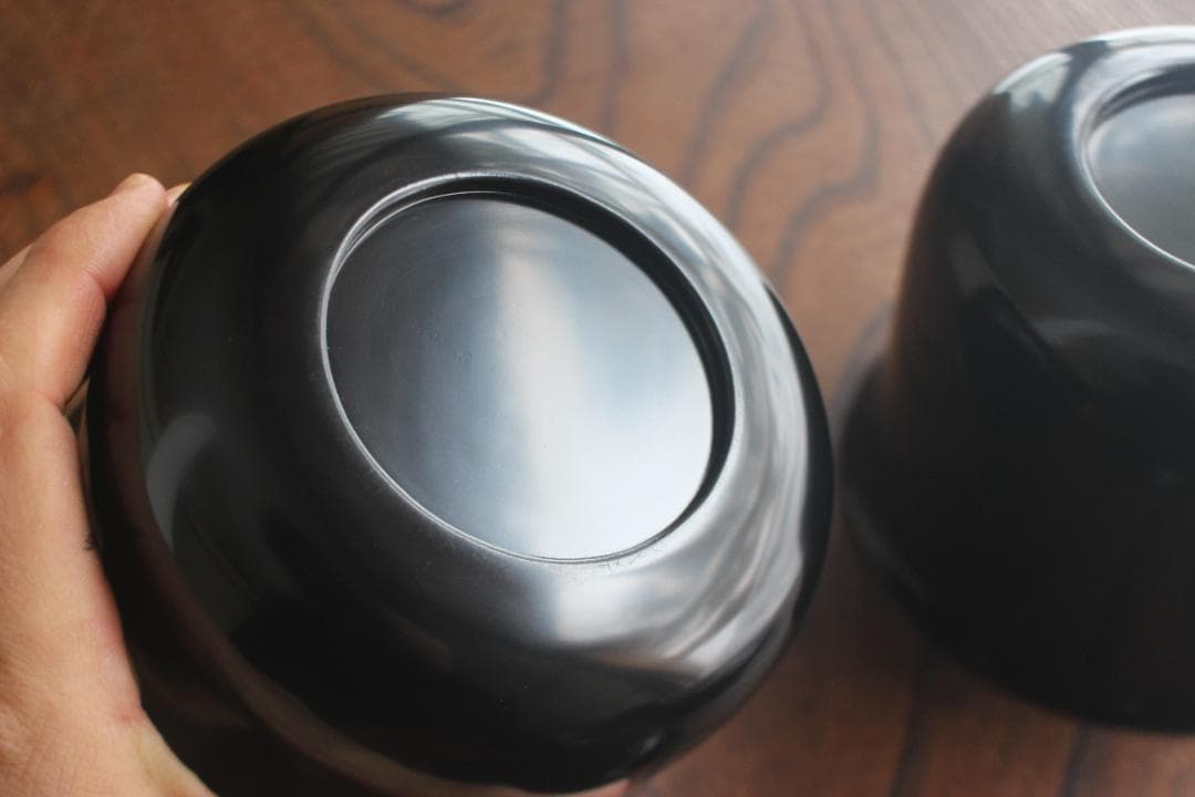 時代逸品！品のある羽反りデザインに時代黒漆の美しい蕎麦椀2点（検京塗懐石椀輪島塗