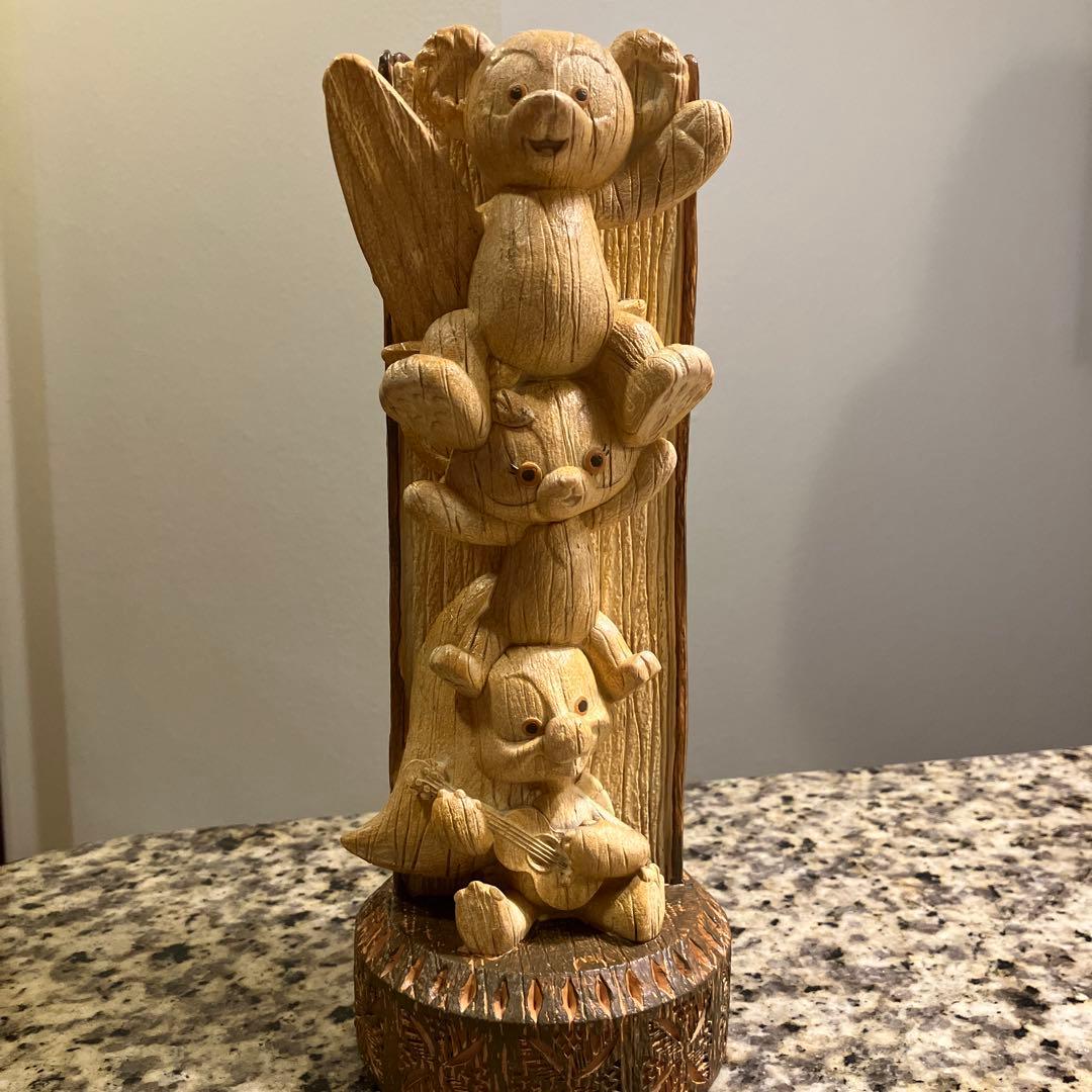 【新品】アウラニディズニー　ダッフィー リーナベル オルメル　木彫り置物