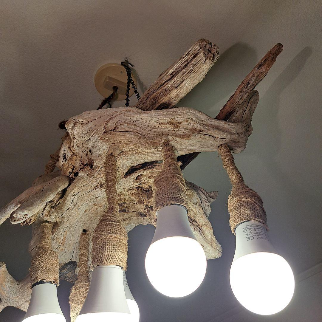 流木インテリア　6灯ペンダントライト LED付　6〜18帖　リビングダイニング用