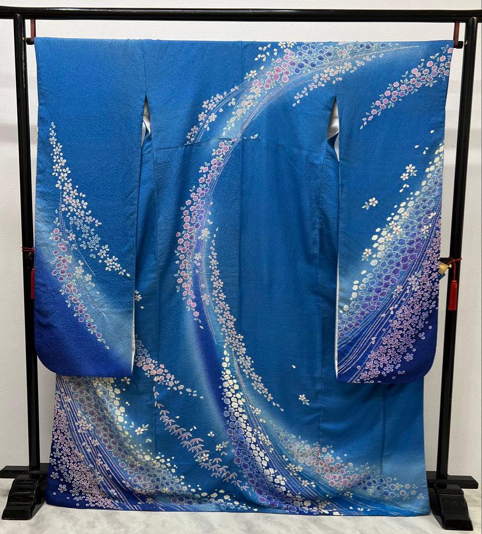 振り袖　フルセット　ブルー　別誂長襦袢　成人式　朧　銀通し　708