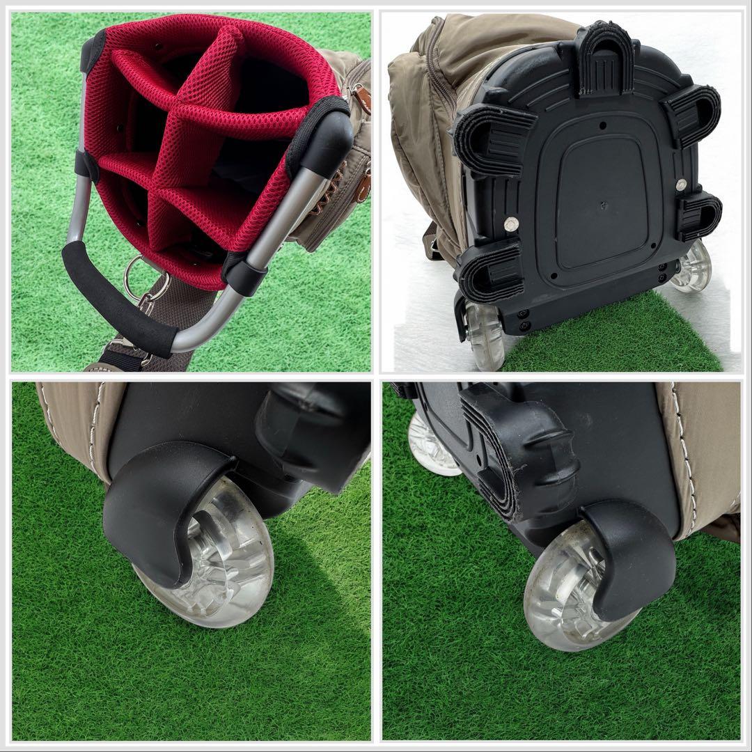 キャスター付きキャディバッグ 9.5型 ベージュ47インチ対応　男女兼用