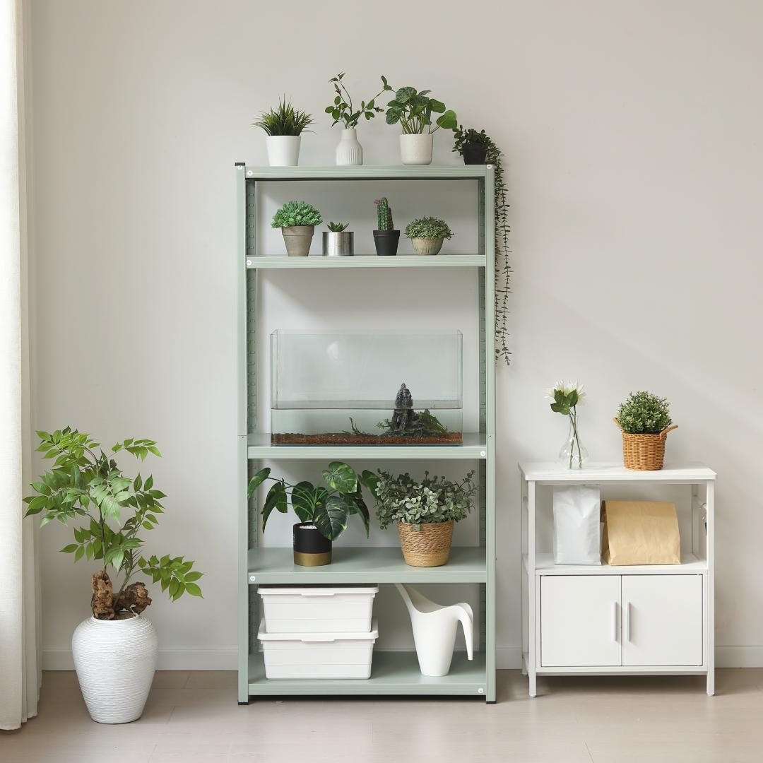 タイムセール！スチール製収納ラック【タイプA】　可動棚　大容量　GREEN