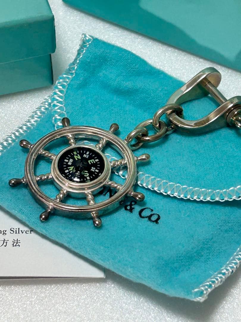 ティファニー コンパス 船　方位磁針 キーホルダー 925