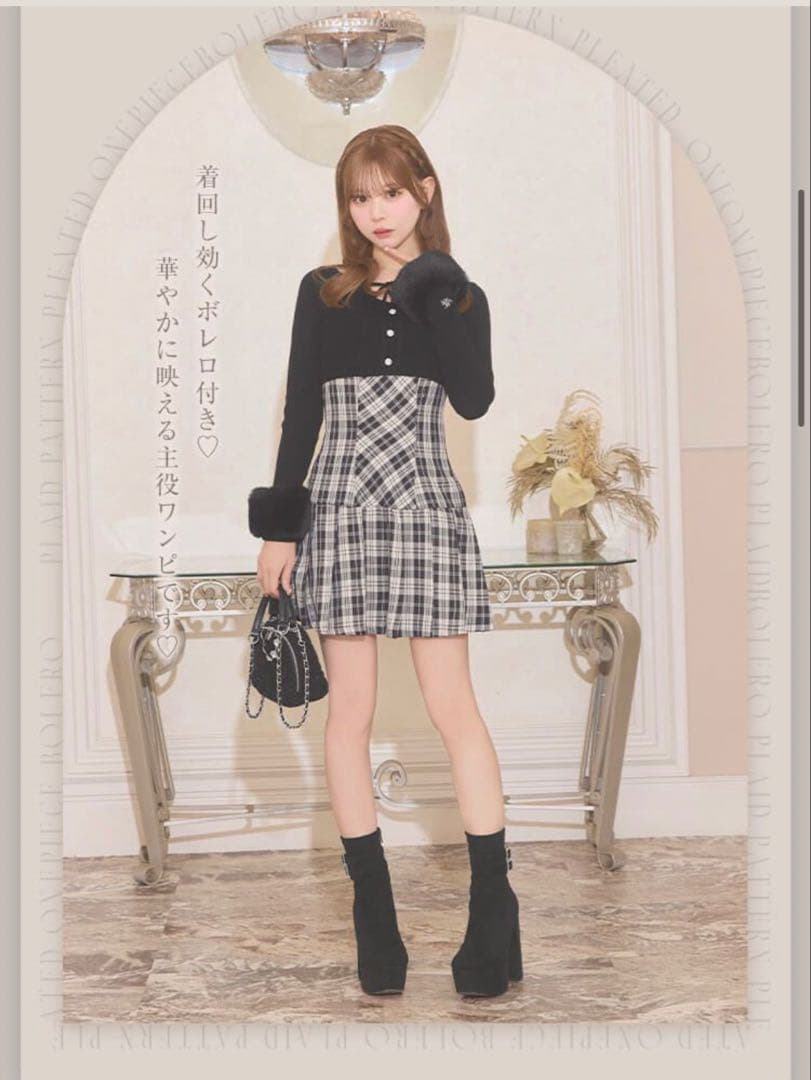 ボレロsetチェックプリーツワンピ