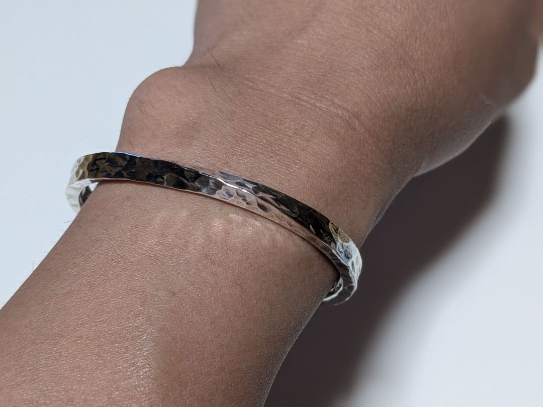 市松 シルバー スパイラルバングル