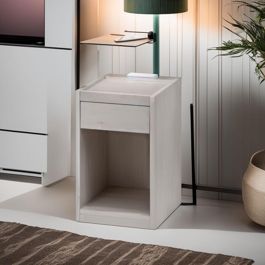 コンパクト＆多機能サイドテーブル - ベッドソファサイドに最適