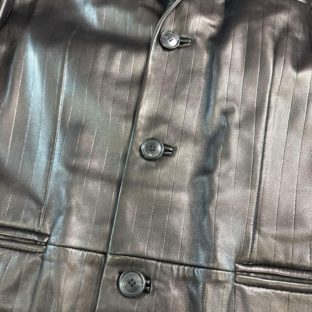 ヒューゴボス レザージャケット 羊革 ブラウン 光沢 48
