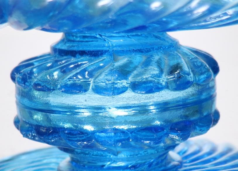 オールド・バカラ レアカラー ブルークリスタル製 コンポート バンブー 小物入れ