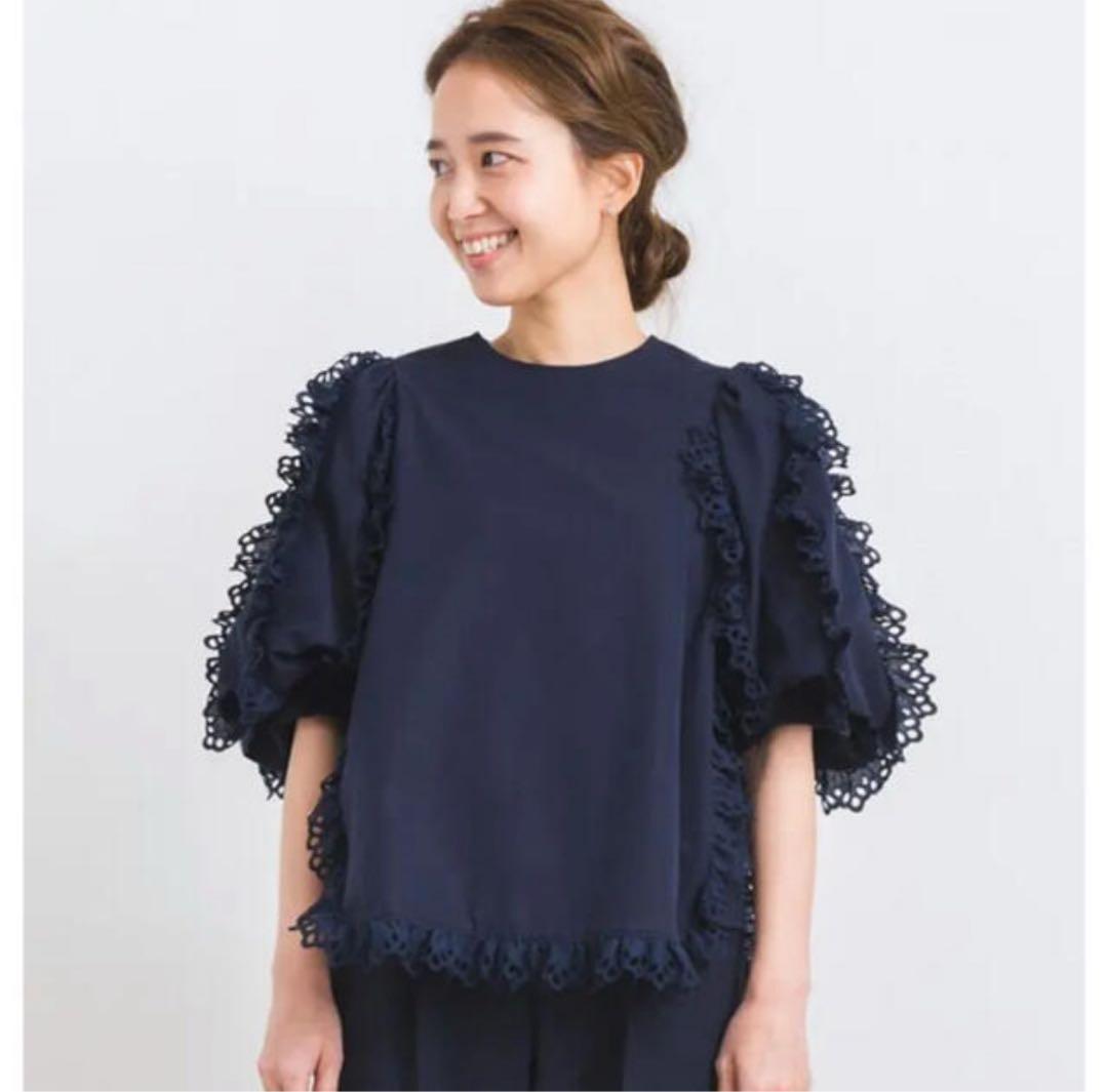 shirocon アネモネブラウス　ネイビー　38