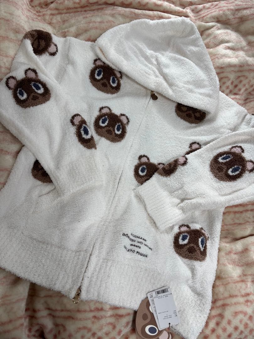 【新品】ジェラートピケ　どうぶつの森 つぶまめジャガードパーカー