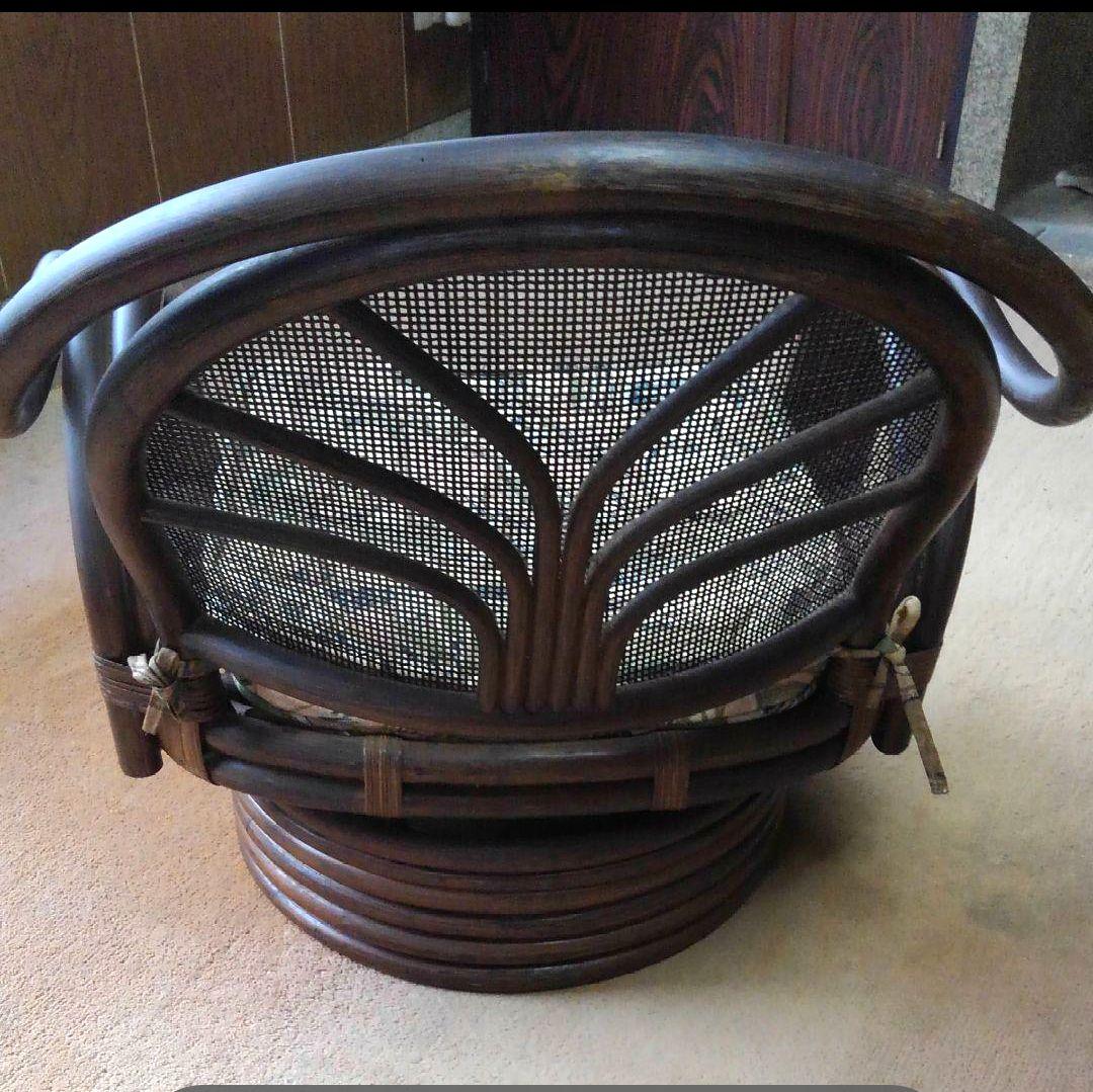 レトロ　籐製の回転式座椅子