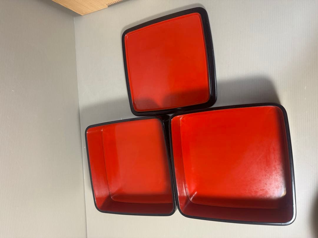 2177  古美術 輪島塗 寿光堂造　沈金蒔絵 二段重 重箱 共箱 時代物