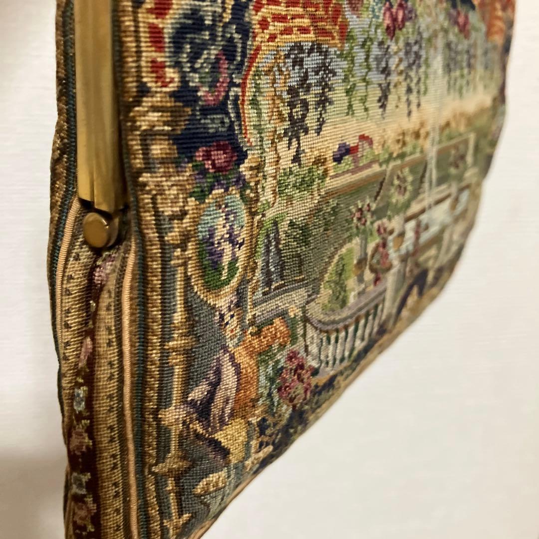 宮廷柄アンティーク プチポワン バッグ