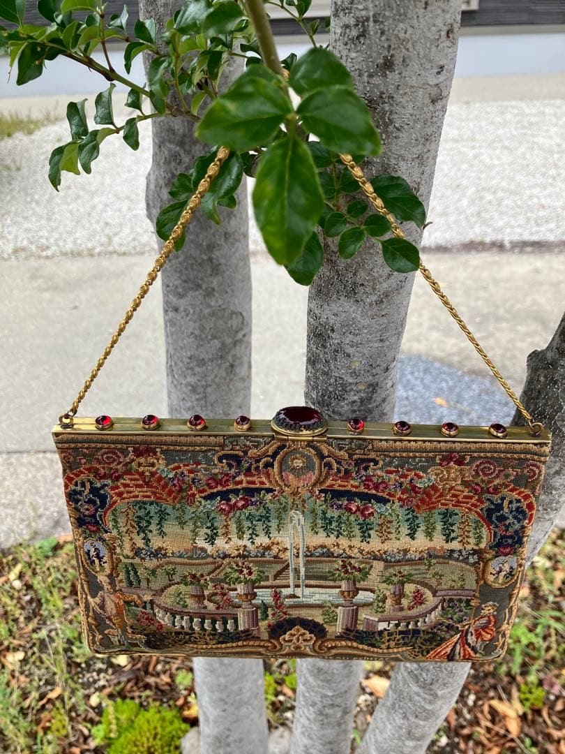 宮廷柄アンティーク プチポワン バッグ
