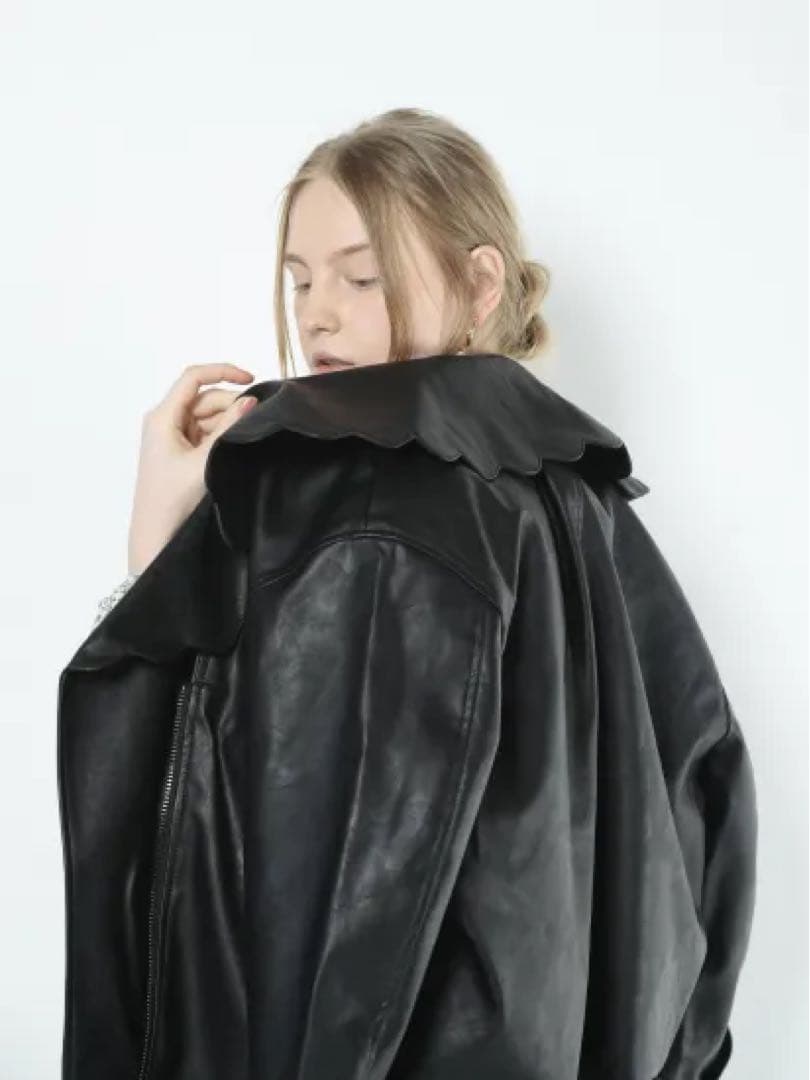 ジャケット・アウター baybee scallop collar JK(eco leather)