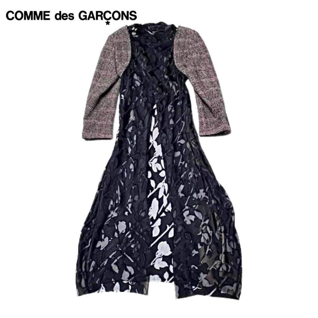 貴重！comme des garconsシアー柄切替オーバーコートmi121