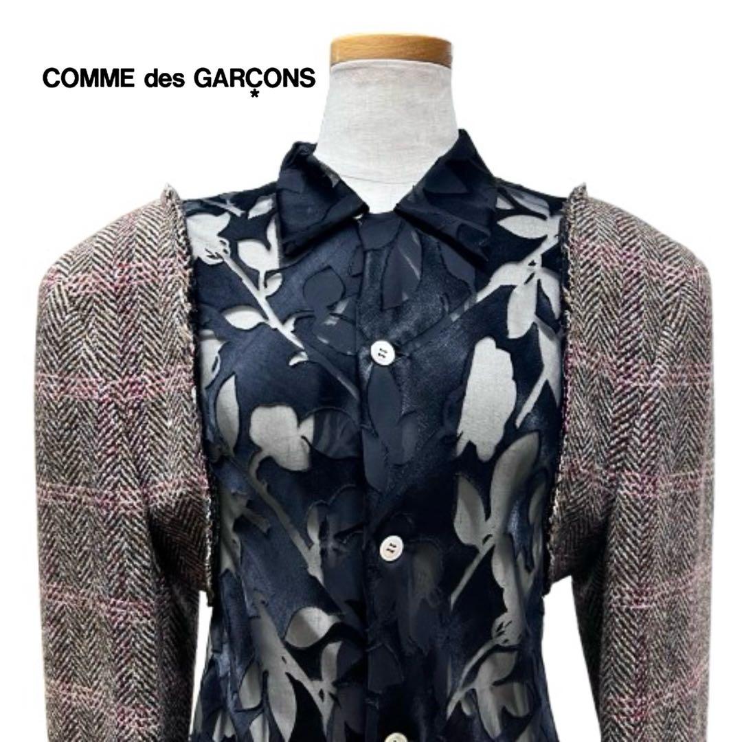 貴重！comme des garconsシアー柄切替オーバーコートmi121