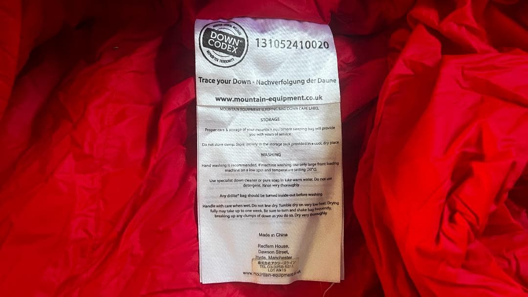 MOUNTAIN EQUIPMENT XERO 550 寝袋